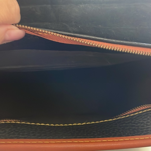 DOONEY & BOURKE Vintage Leather Black/English Tan XL Saddle Handbag - EUC - Picture 14 of 16